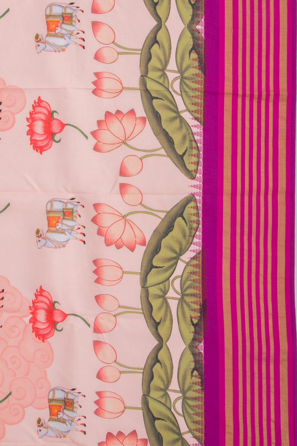 Kanchipuram Silk Printed Pastel Pink Saree