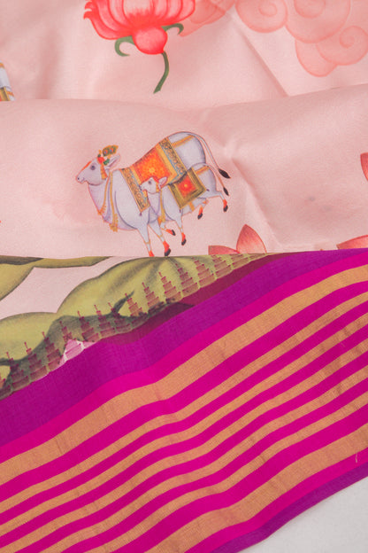 Kanchipuram Silk Printed Pastel Pink Saree