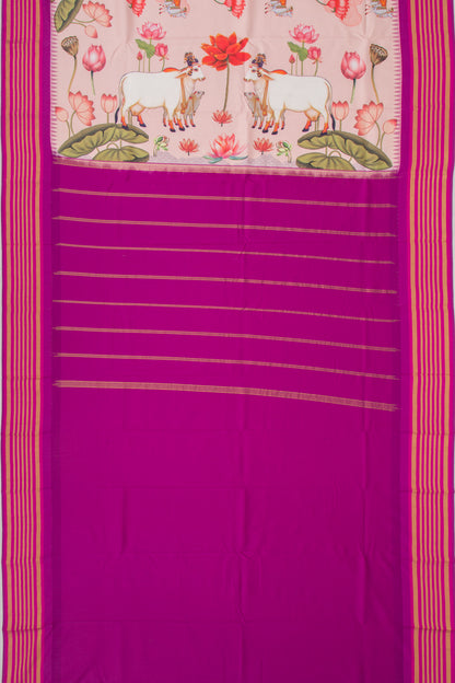 Kanchipuram Silk Printed Pastel Pink Saree