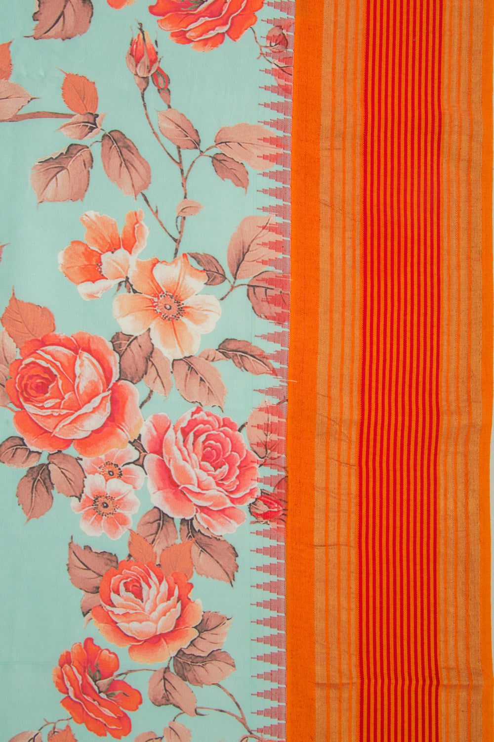 Kanchipuram Silk Floral Printed Pastel Green Saree