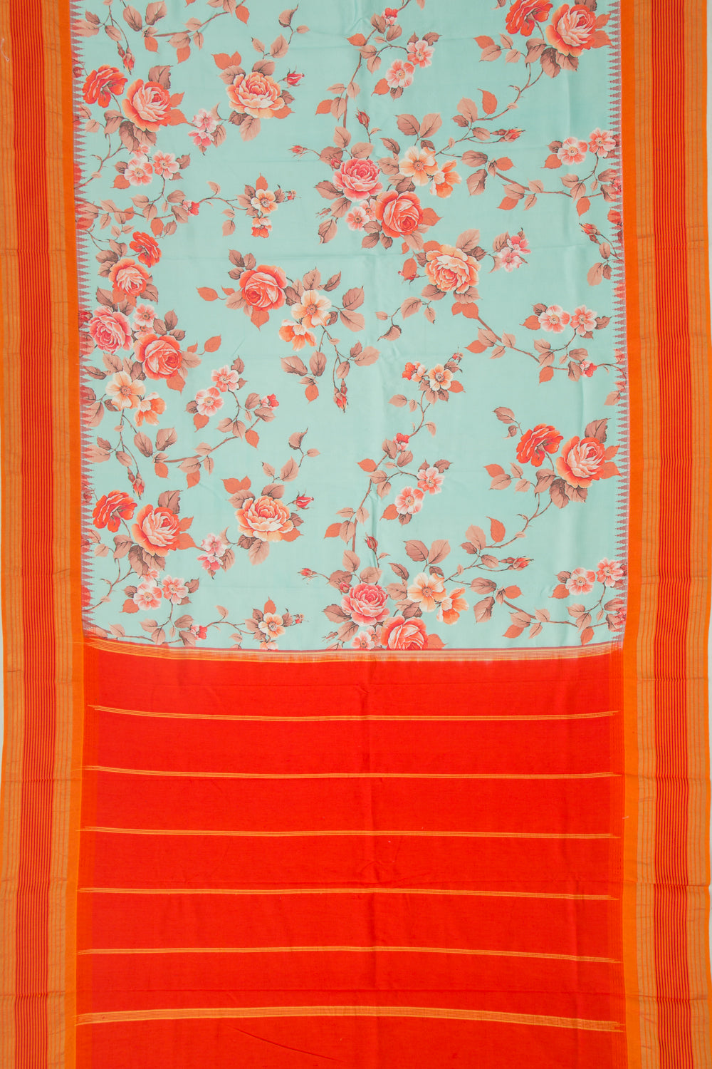 Kanchipuram Silk Floral Printed Pastel Green Saree