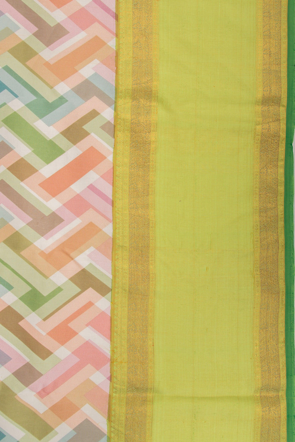 Kanchipuram Silk Geometrical Printed Multi Colour Saree
