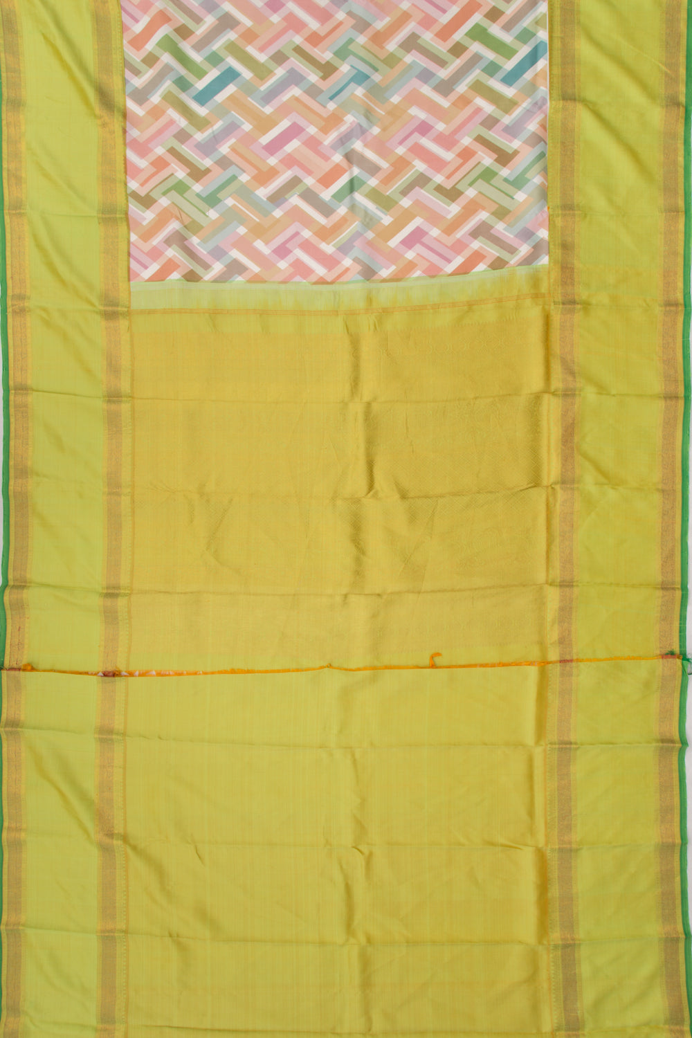 Kanchipuram Silk Geometrical Printed Multi Colour Saree