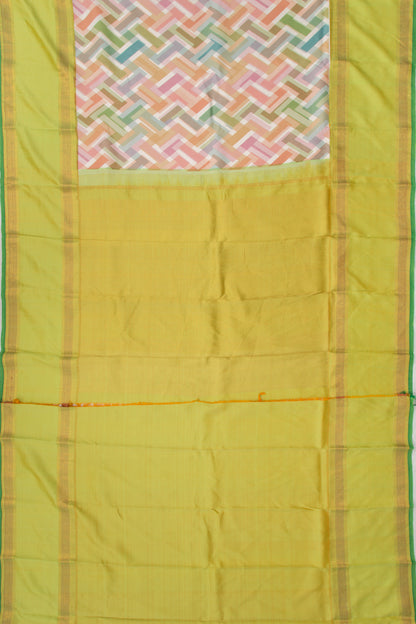 Kanchipuram Silk Geometrical Printed Multi Colour Saree