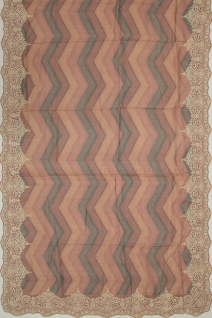 Tussar Zig-Zag Lines Pastel Brown Saree