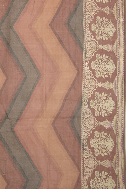 Tussar Zig-Zag Lines Snuff Saree