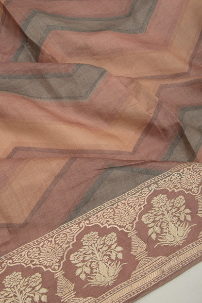 Tussar Zig-Zag Lines Snuff Saree