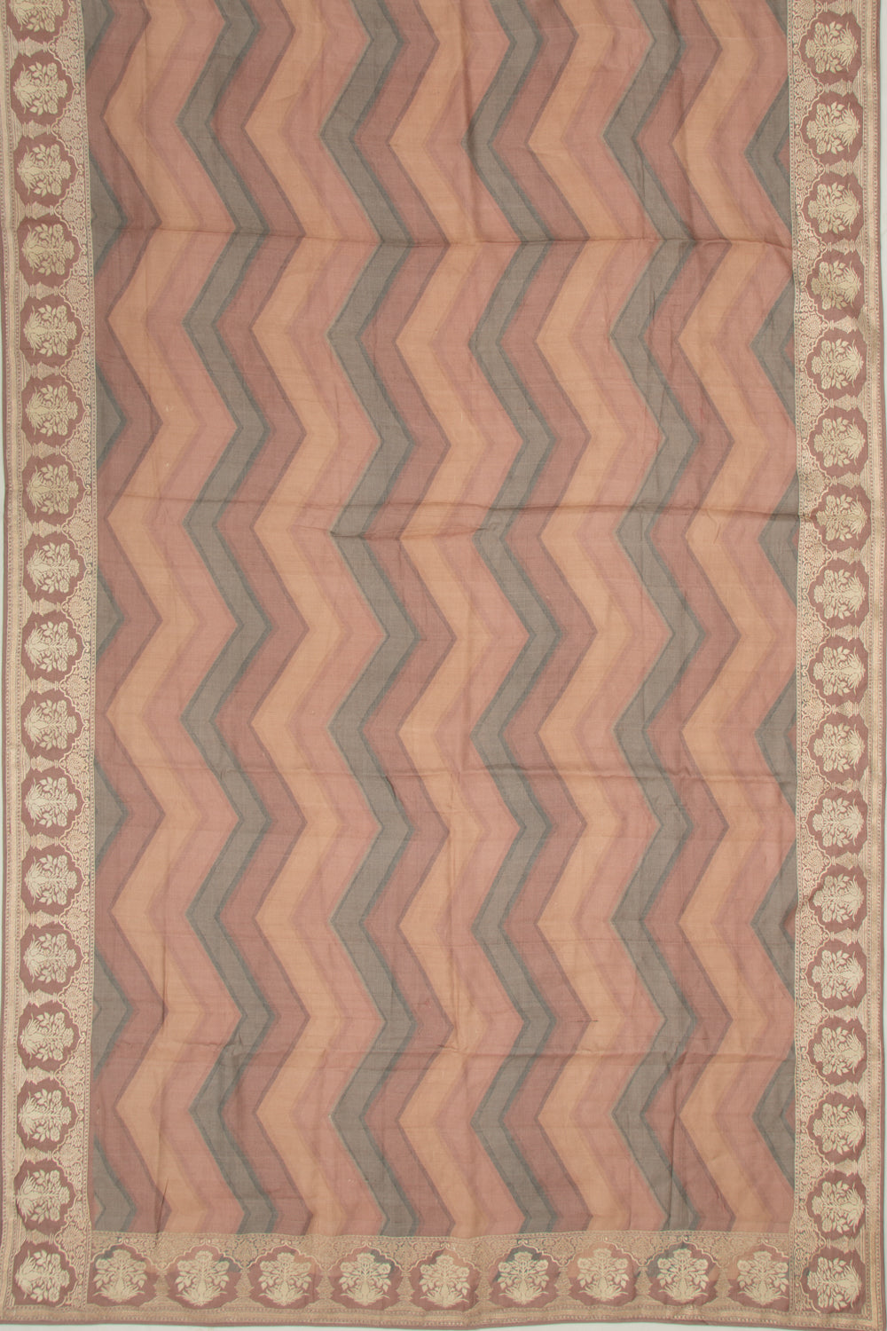 Tussar Zig-Zag Lines Snuff Saree