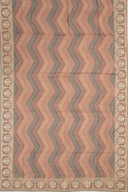 Tussar Zig-Zag Lines Snuff Saree