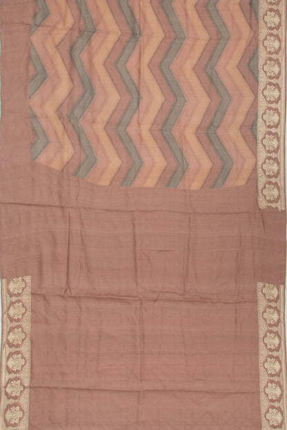 Tussar Zig-Zag Lines Snuff Saree