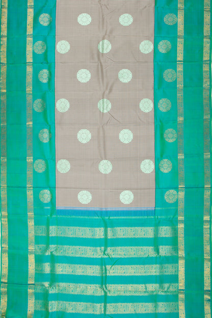 Kanchipuram Silk Checks And Butta White And Black Saree