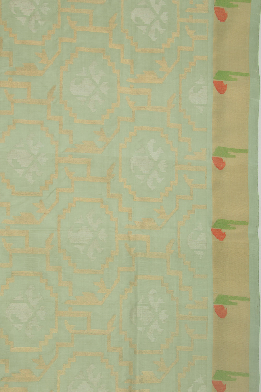 Uppada Silk Jamdani Pista Green Saree