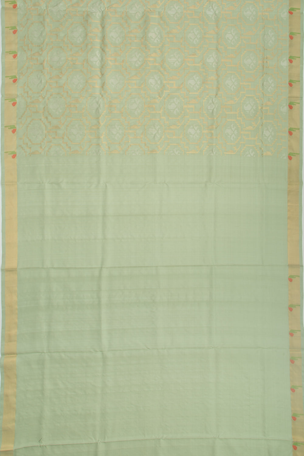 Uppada Silk Jamdani Pista Green Saree