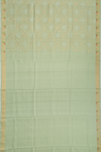 Uppada Silk Jamdani Pista Green Saree