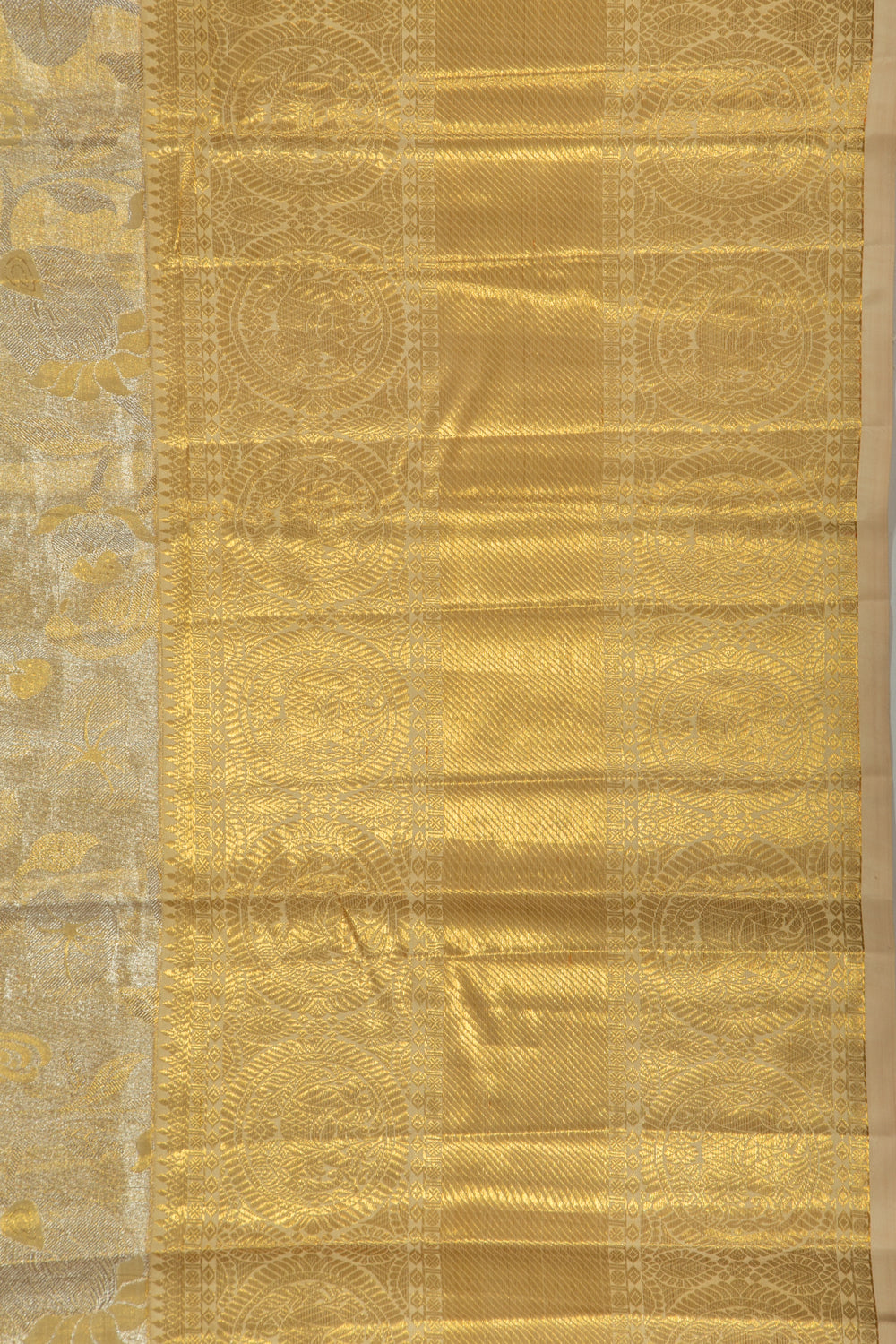 Kanchipuram Silk Tissue Jaal Gold Saree
