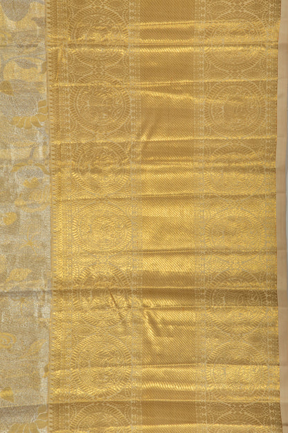Kanchipuram Silk Tissue Jaal Gold Saree