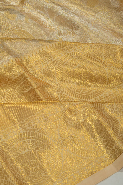 Kanchipuram Silk Tissue Jaal Gold Saree