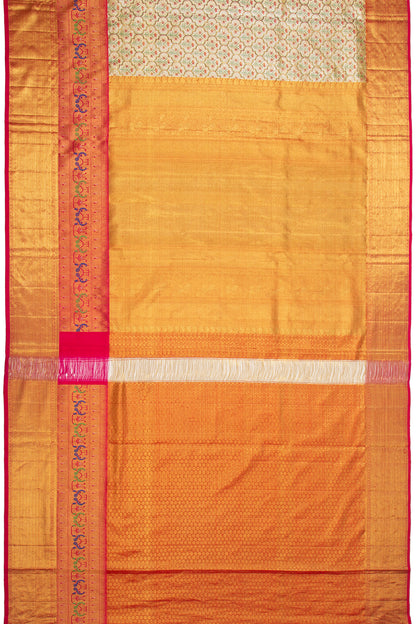 Kanchipuram Silk Tissue Brocade Gold Saree With Paithani Inspired Border