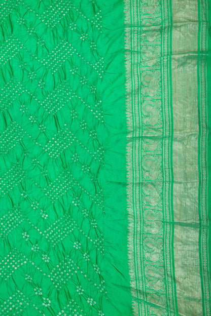 Kanchipuram Silk Bandhani Green Saree