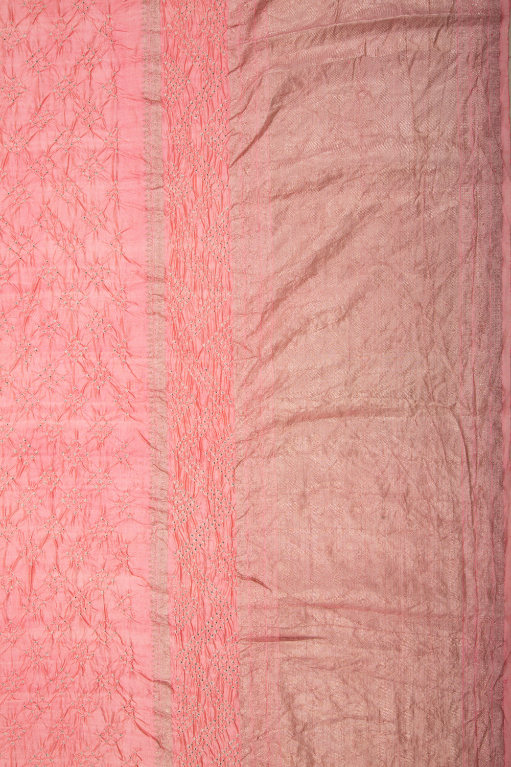 Kanchipuram Silk Bandhani Peach Saree