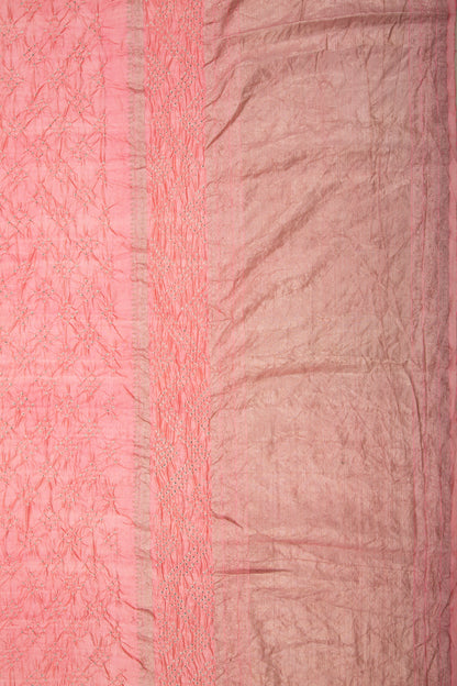 Kanchipuram Silk Bandhani Peach Saree