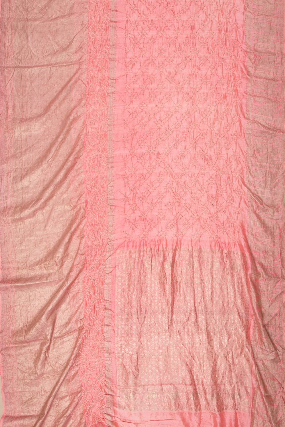 Kanchipuram Silk Bandhani Peach Saree