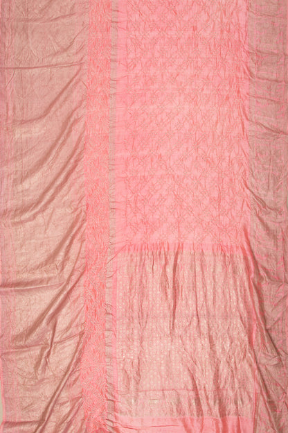 Kanchipuram Silk Bandhani Peach Saree