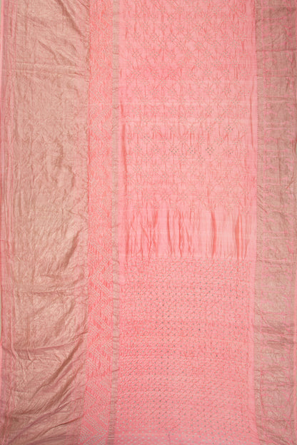 Kanchipuram Silk Bandhani Peach Saree