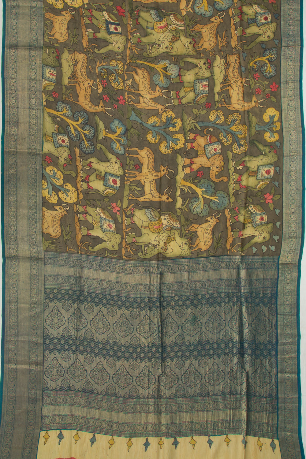 Kanchipuram Silk Kalamkari Green Saree