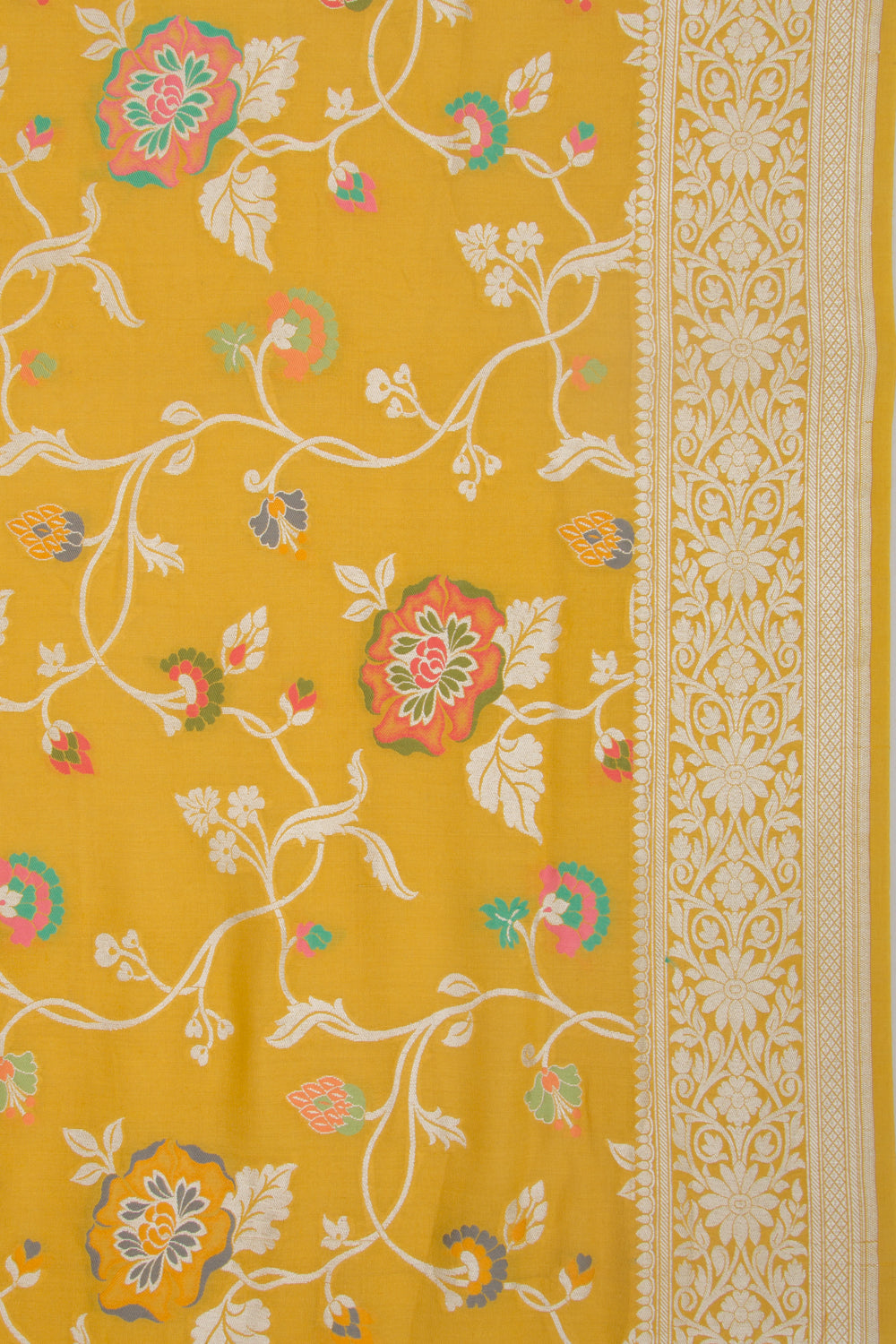 Banarasi Tussar Georgette Jaal Yellow Saree