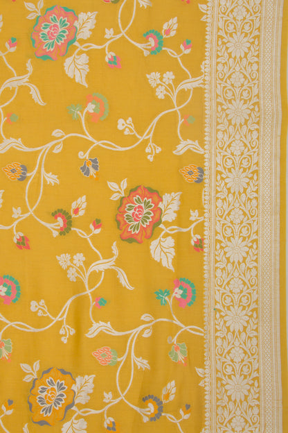 Banarasi Tussar Georgette Jaal Yellow Saree