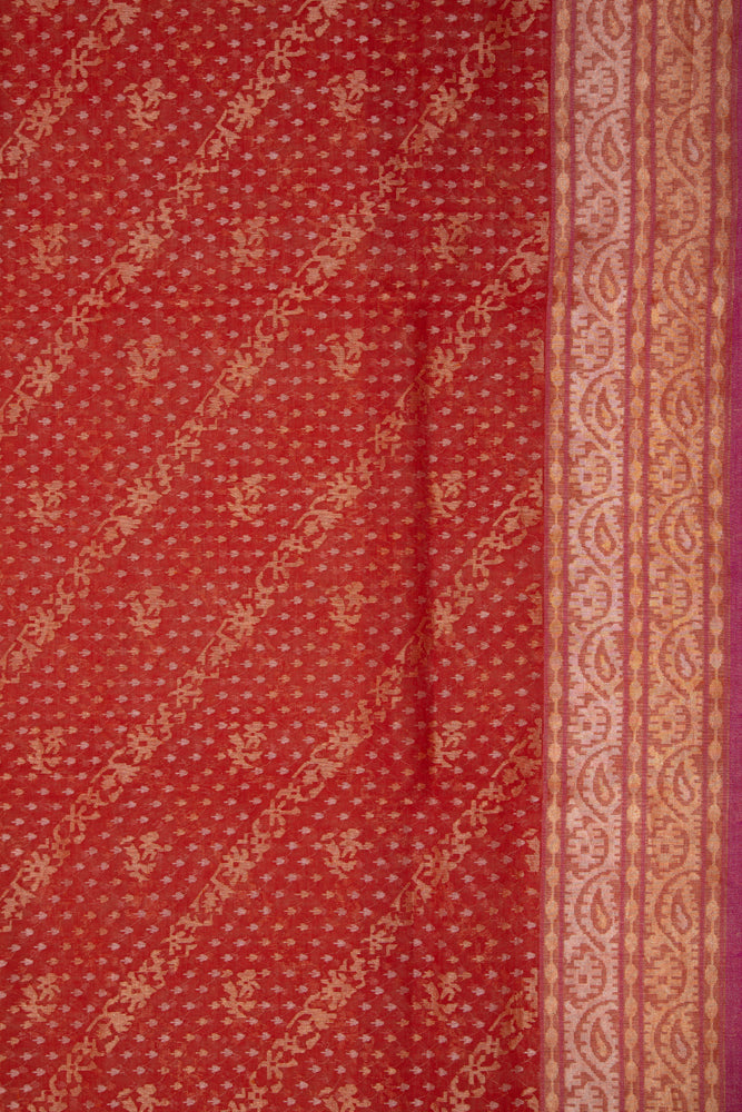 Banarasi Handspun Cotton Jamdani Raktambari Saree