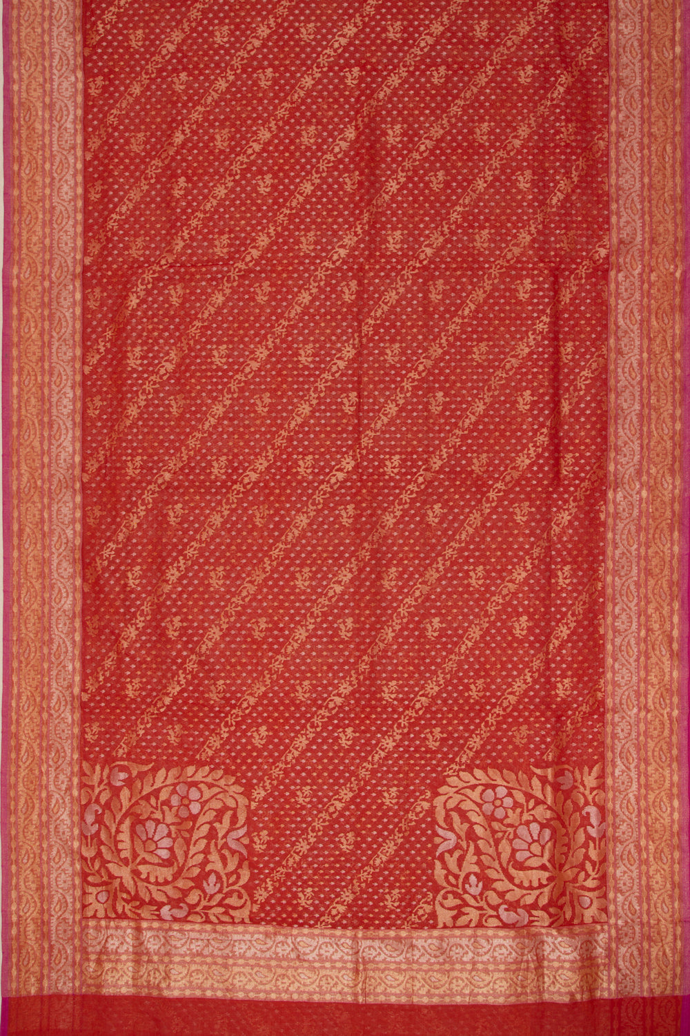 Banarasi Handspun Cotton Jamdani Raktambari Saree