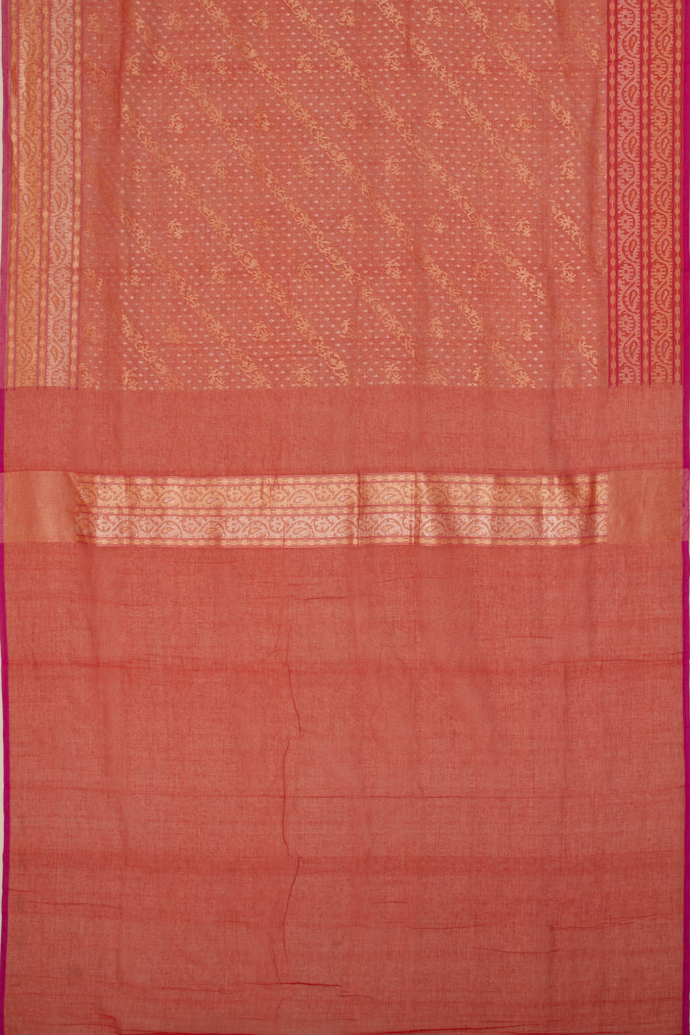 Banarasi Handspun Cotton Jamdani Raktambari Saree