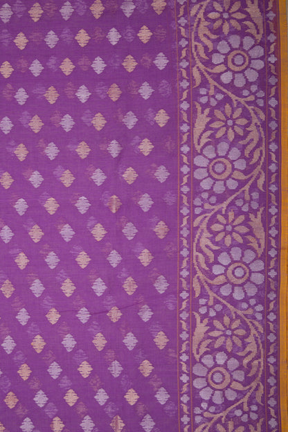 Banarasi Handspun Cotton Jamdani Violet Saree