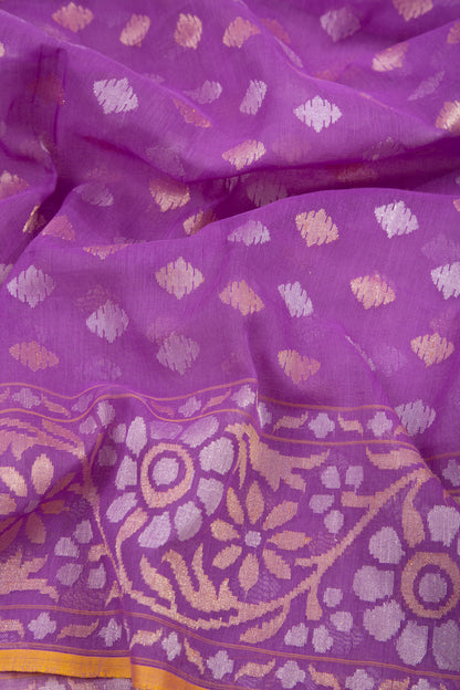 Banarasi Handspun Cotton Jamdani Violet Saree