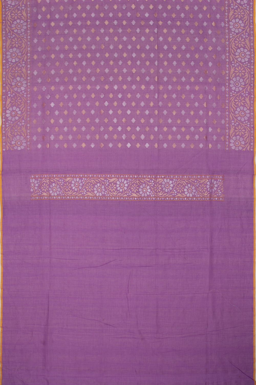 Banarasi Handspun Cotton Jamdani Violet Saree