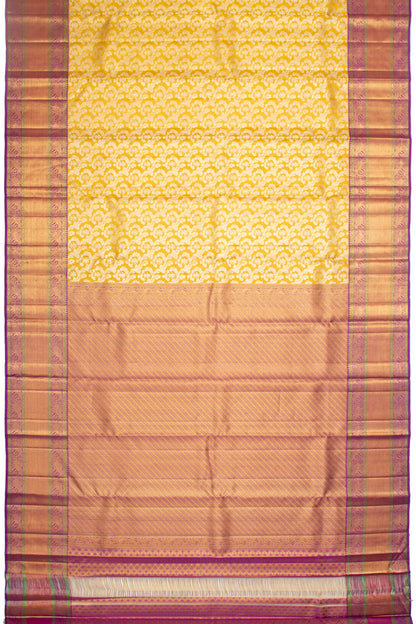 Kanchipuram Silk Tissue Brocade Yellow Saree