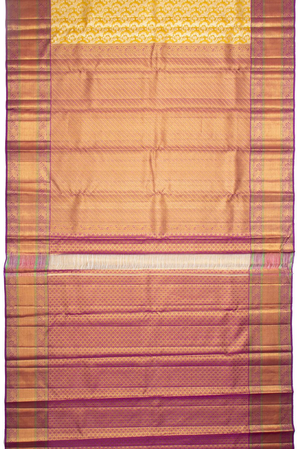 Kanchipuram Silk Tissue Brocade Yellow Saree