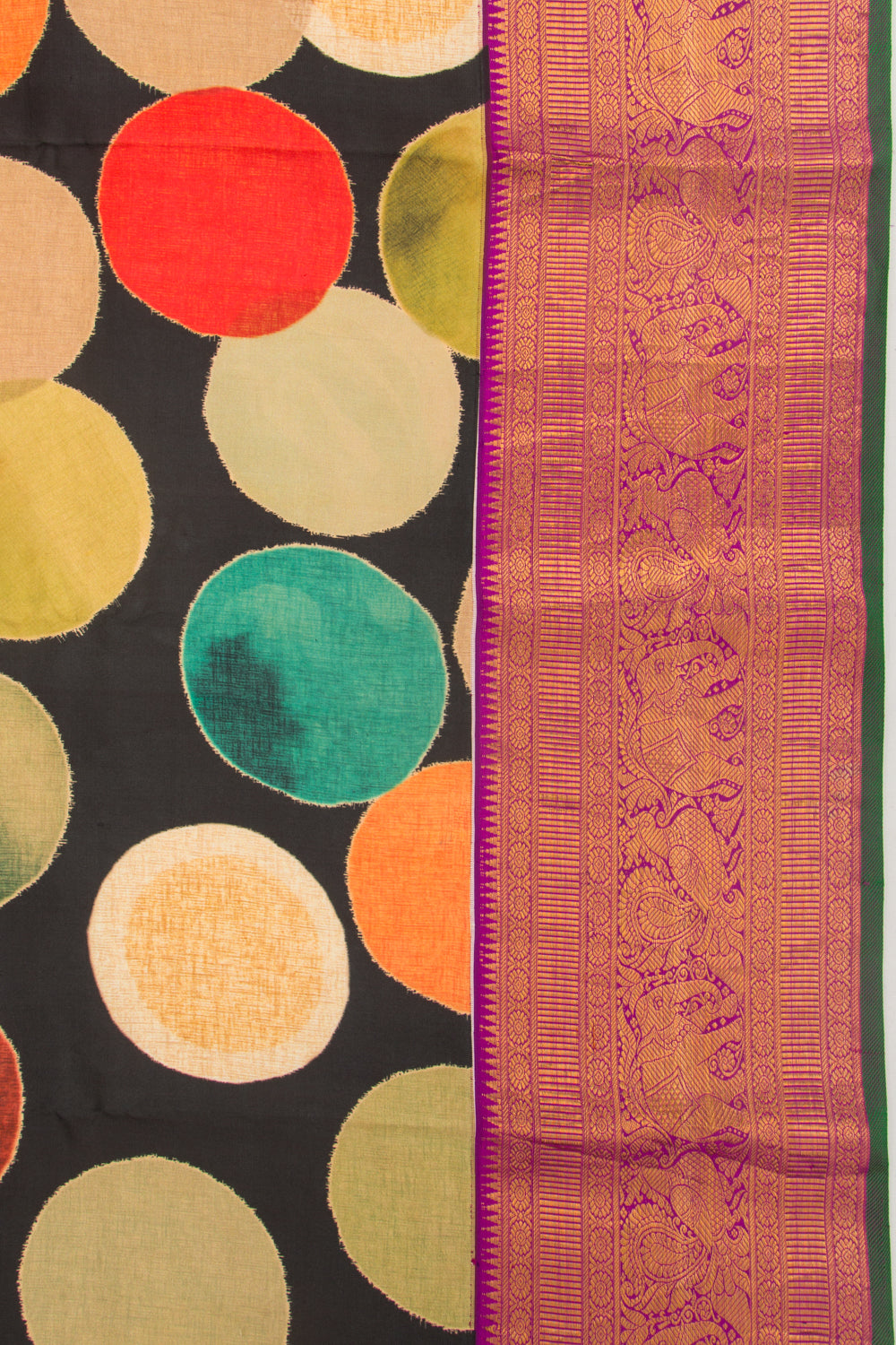 Kanchipuram Silk Printed Black Saree