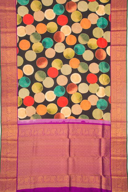 Kanchipuram Silk Printed Black Saree