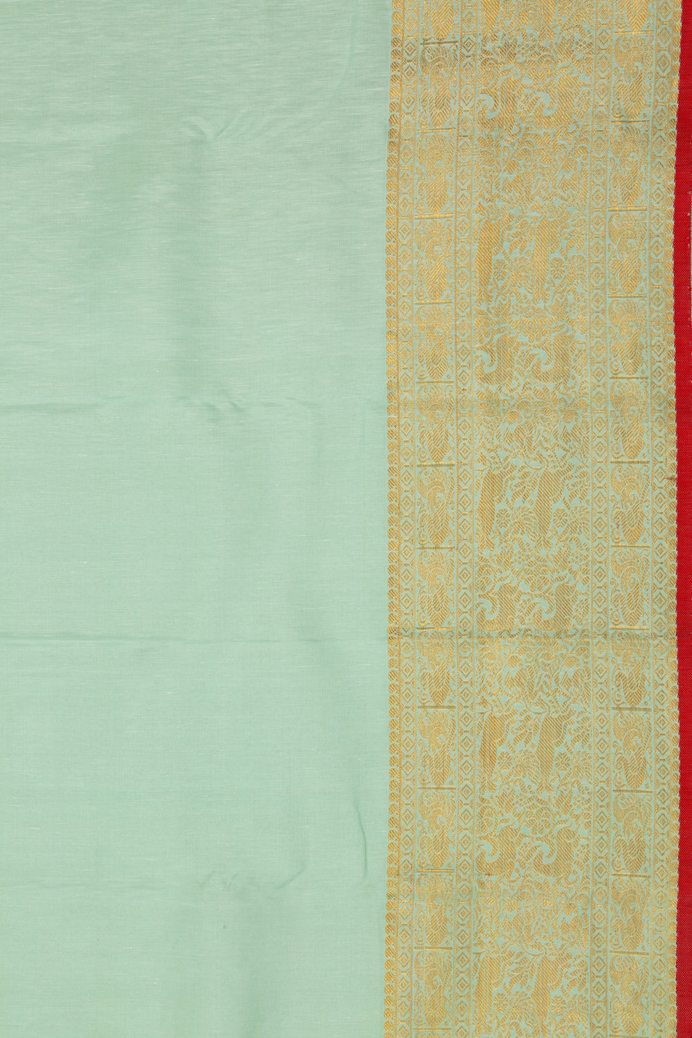 Kanchi Linen Plain Mint Green Saree