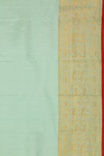 Kanchi Linen Plain Mint Green Saree