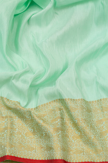 Kanchi Linen Plain Mint Green Saree