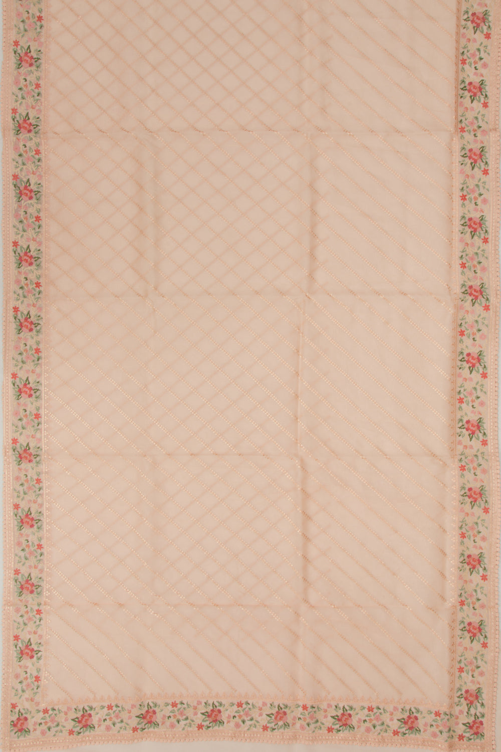 Organza Embroidery Lines Peach Saree