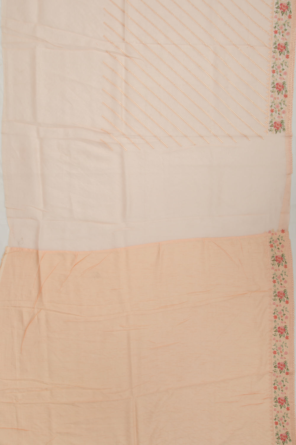 Organza Embroidery Lines Peach Saree