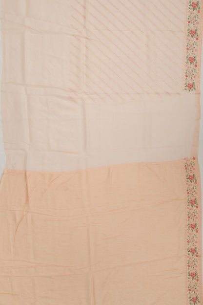 Organza Embroidery Lines Peach Saree