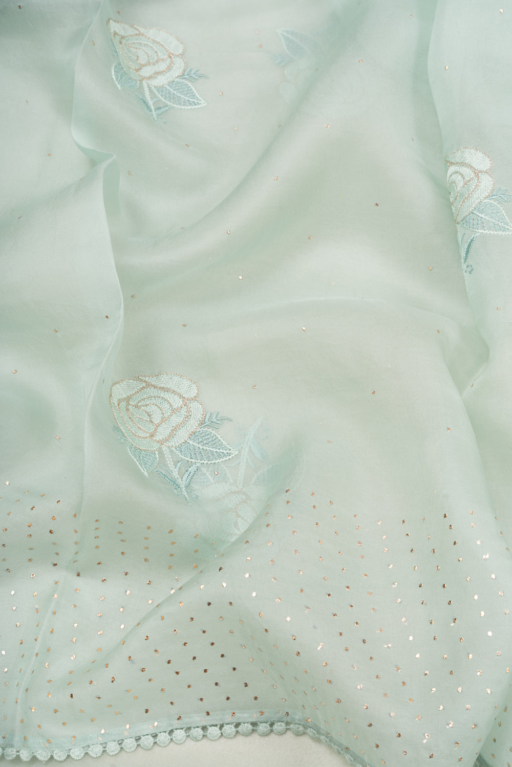 Organza Floral Embroidery Pastel Blue Saree