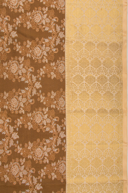 Kanchipuram Silk Brocade Snuff Brown Saree