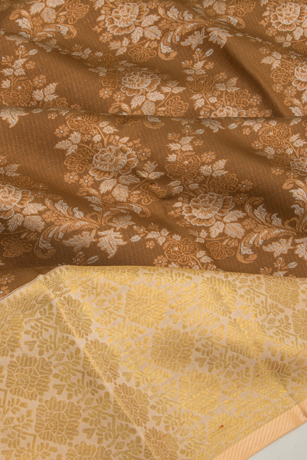 Kanchipuram Silk Brocade Snuff Brown Saree